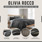 OLIVIA ROCCO Maine Check Fleece Duvet Cover Set Reversible With Pillowcases Super Soft - Joe’s Haven