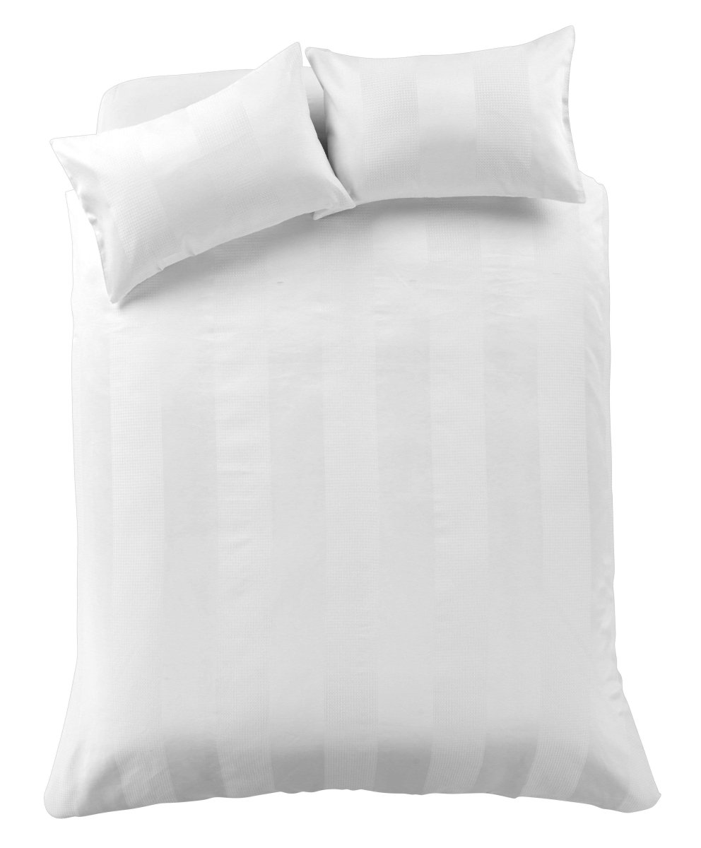 OLIVIA ROCCO Waffle Stripe Handwoven Jacquard Cotton Rich Duvet Cover Set Multiple Sizes - Joe’s Haven