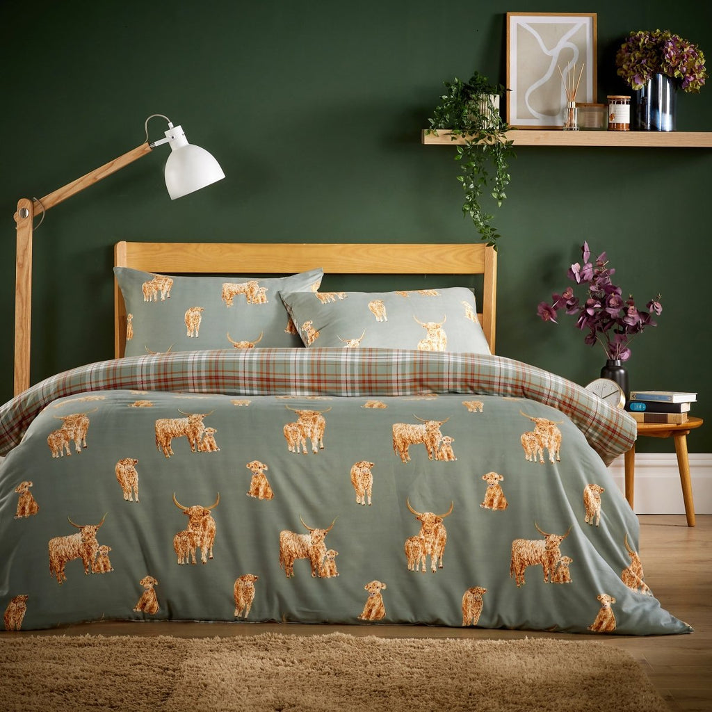 OLIVIA ROCCO Highland Cow Super Soft Flannel Duvet Cover Set With Pillowcases Warm Cosy - Joe’s Haven