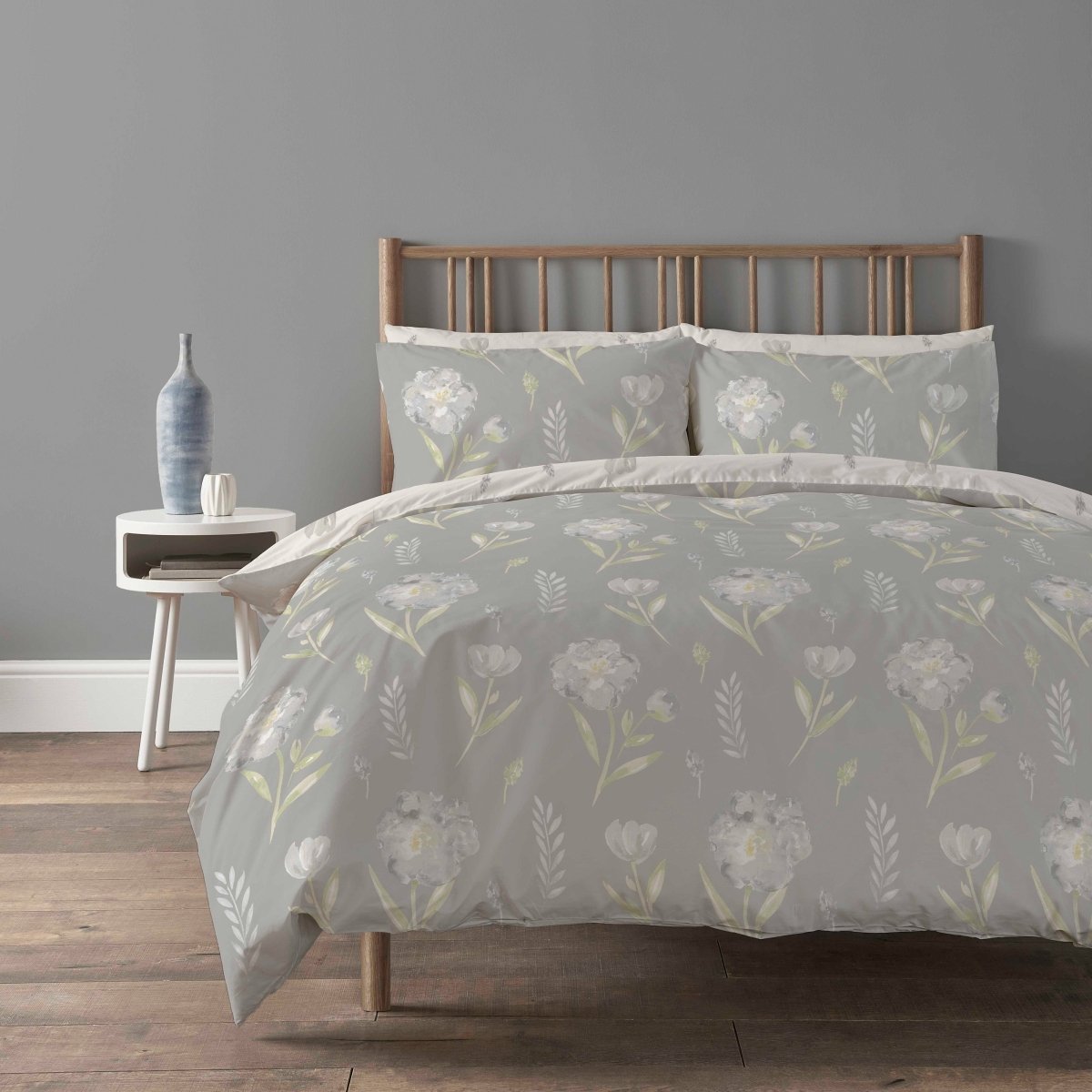 OLIVIA ROCCO Meadow Grey Printed Duvet Cover Set With Pillow Cases Super Soft Easy Care - Joe’s Haven