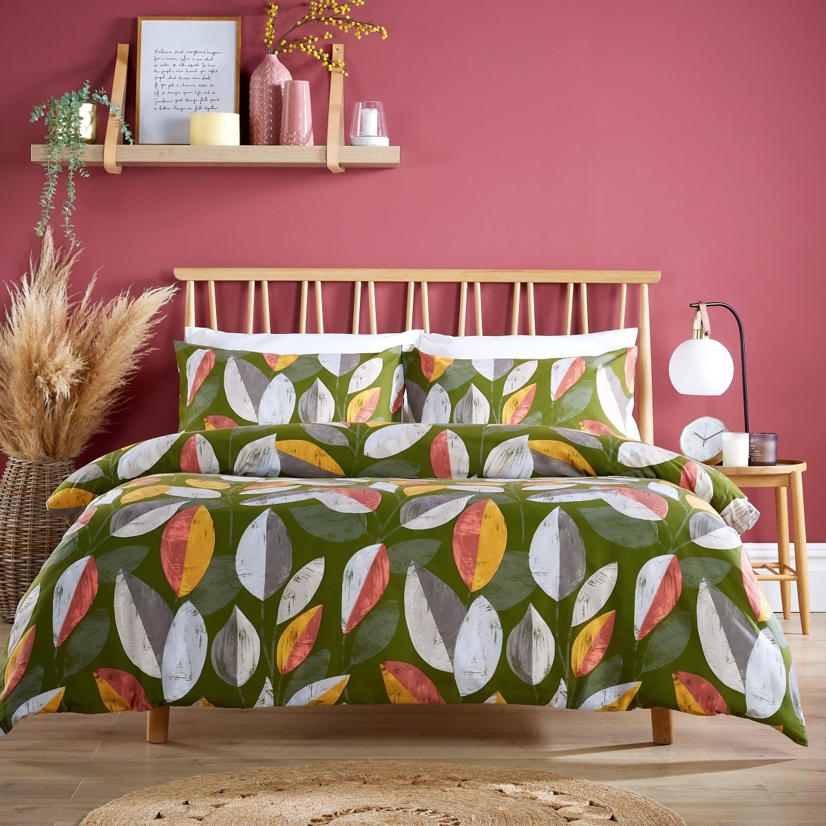 OLIVIA ROCCO Bodenham Leaf Print Duvet Cover Set Easy - Care Cotton Mix Quick Dry Super Soft Hotel - Style Finish - Joe’s Haven