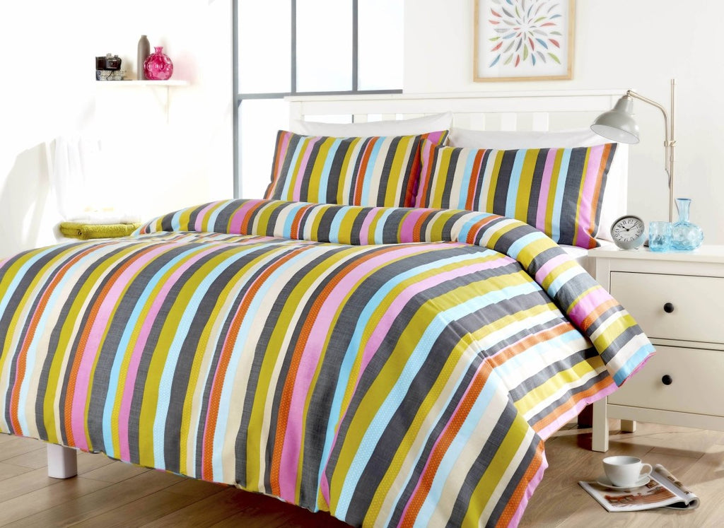 OLIVIA ROCCO Duvet Set Maine Stripe Cotton Rich Luxury Striped Design Single Double King - Joe’s Haven
