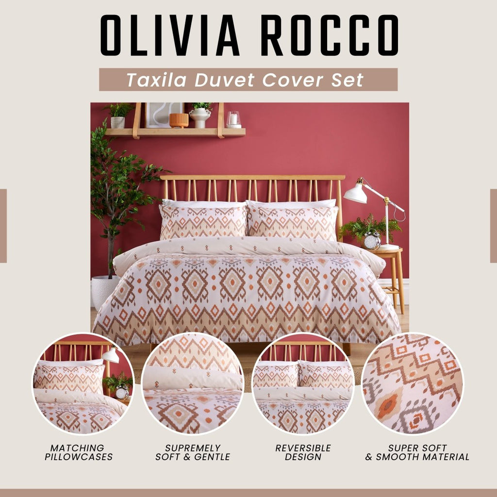 OLIVIA ROCCO Taxila Duvet Cover Set Easy Care Reversible Cotton Mix Super Soft for Everyday Luxury Hotel - Style - Joe’s Haven