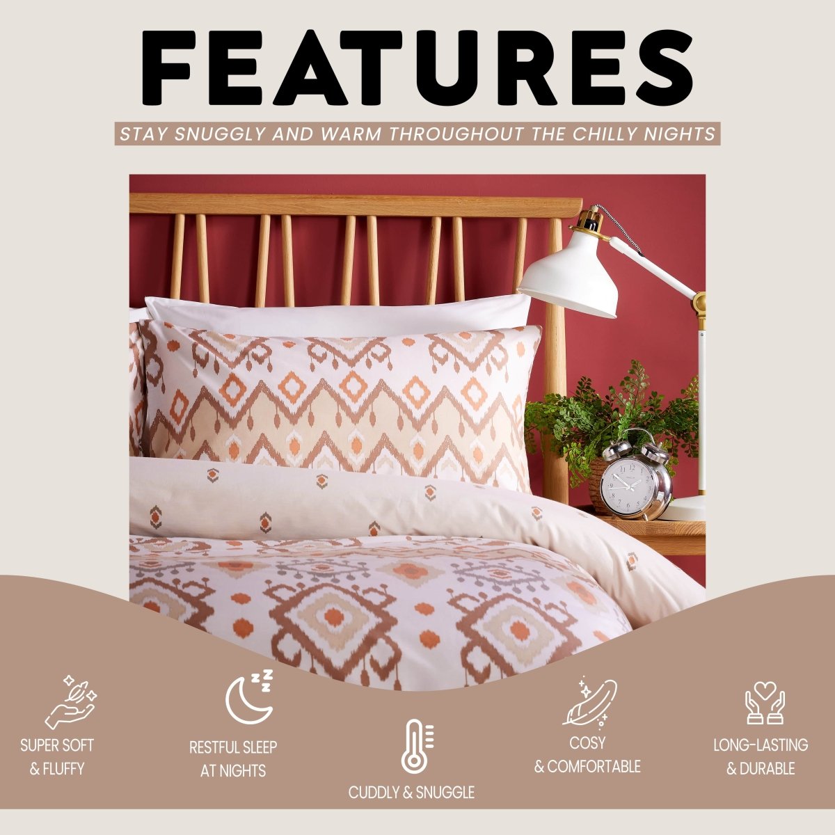 OLIVIA ROCCO Taxila Duvet Cover Set Easy Care Reversible Cotton Mix Super Soft for Everyday Luxury Hotel - Style - Joe’s Haven