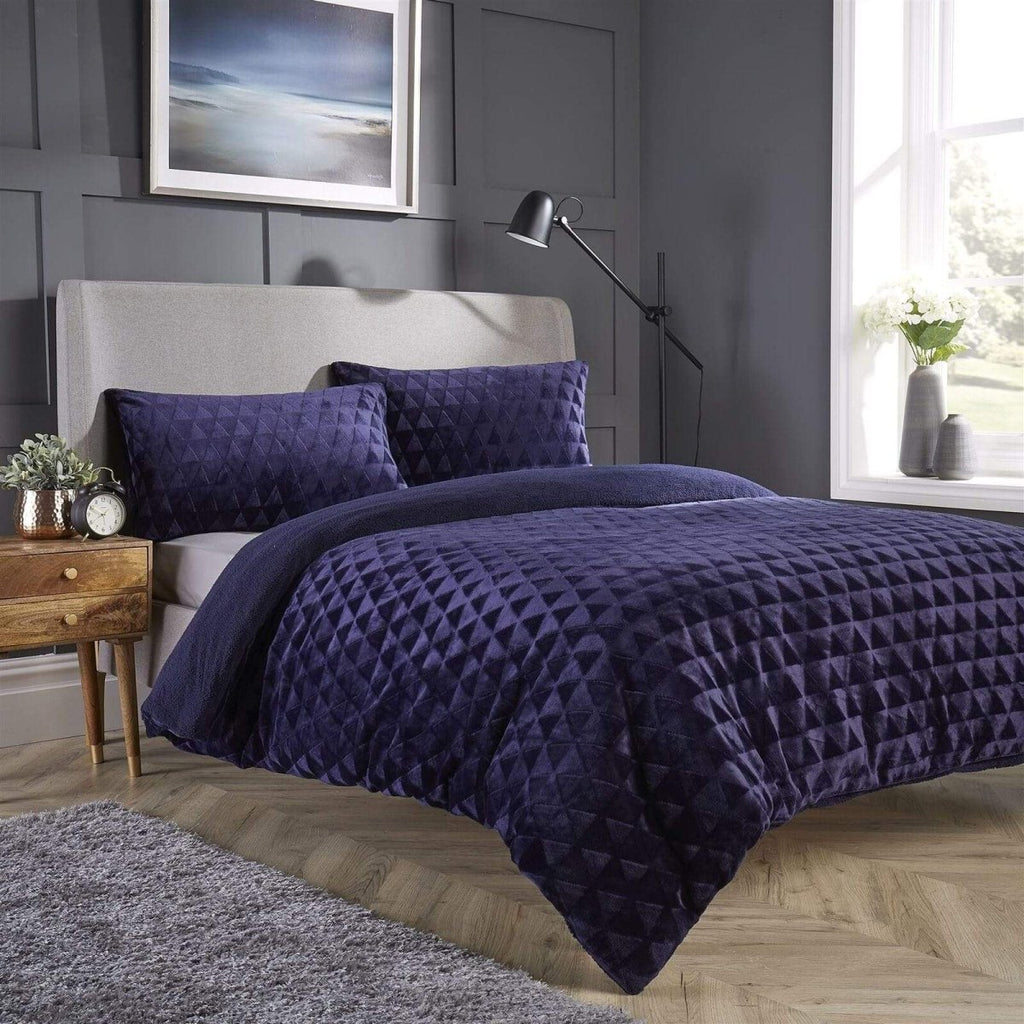 OLIVIA ROCCO Geometric Reversible Teddy Bear Faux Fur Duvet Set Ultra Soft Bedding - Joe’s Haven