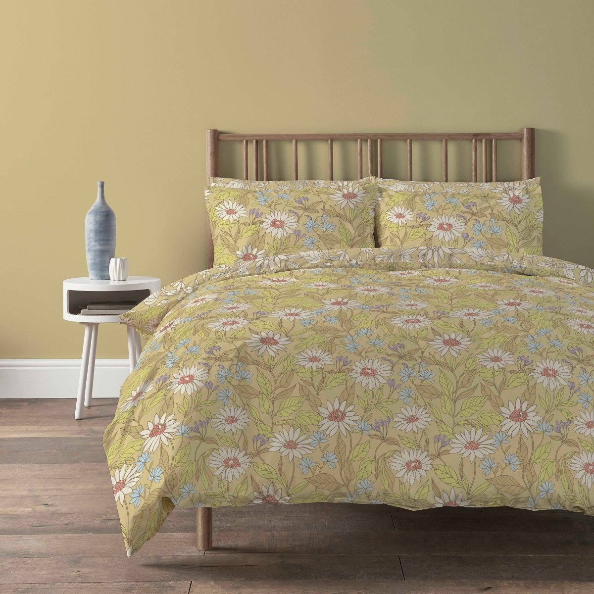 OLIVIA ROCCO Elinor Duvet Cover Set Ochre Floral Printed Bedding With Pillow Cases - Joe’s Haven