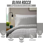 OLIVIA ROCCO Belgravia Grey Microfibre Duvet Cover Set With Pillowcases Soft Easy Care - Joe’s Haven