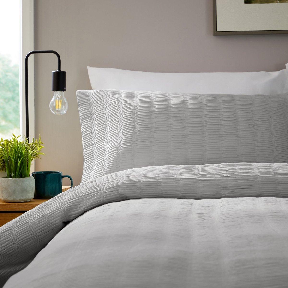 OLIVIA ROCCO Belgravia Grey Microfibre Duvet Cover Set With Pillowcases Soft Easy Care - Joe’s Haven