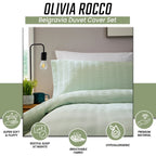 OLIVIA ROCCO Belgravia Sage Green Microfibre Duvet Cover Set With Pillowcases Easy Care - Joe’s Haven