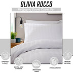 OLIVIA ROCCO Belgravia White Microfibre Duvet Cover Set With Pillowcases Soft Easy Care - Joe’s Haven