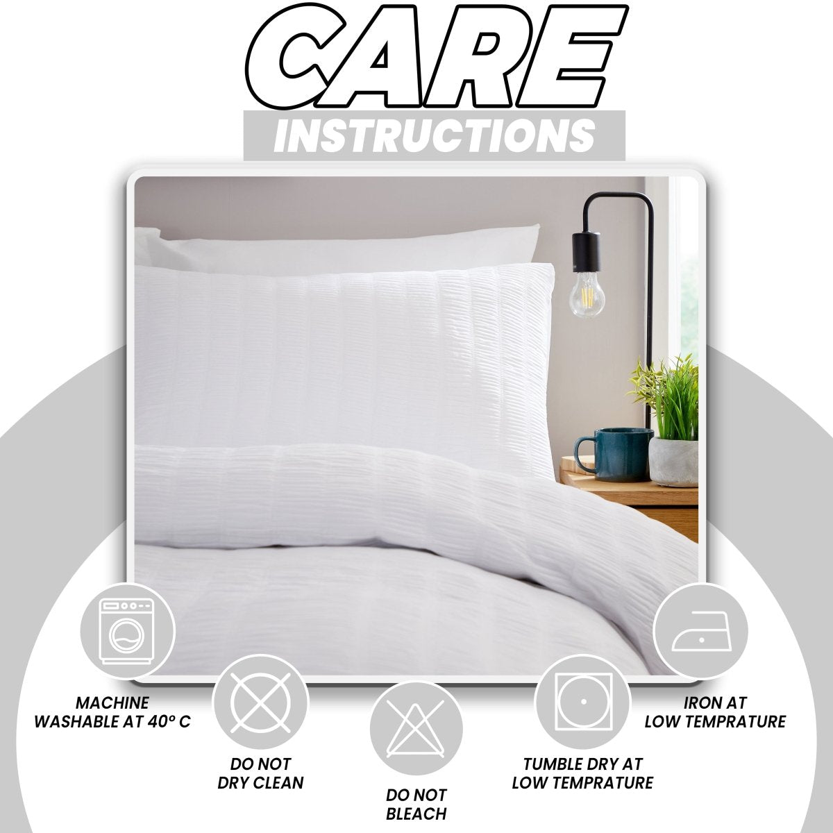 OLIVIA ROCCO Belgravia White Microfibre Duvet Cover Set With Pillowcases Soft Easy Care - Joe’s Haven