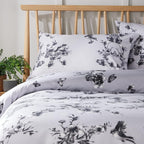 OLIVIA ROCCO Blossom Grey Printed Reversible Quilted Duvet Cover Set Easy Care Hotel - Quality Easy - Care Bedroom - Joe’s Haven