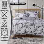 OLIVIA ROCCO Blossom Grey Printed Reversible Quilted Duvet Cover Set Easy Care Hotel - Quality Easy - Care Bedroom - Joe’s Haven