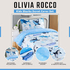 OLIVIA ROCCO Duvet Cover Set For Kids For Boys And Girls Sharks And Whales Reversible - Joe’s Haven