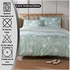 OLIVIA ROCCO Duvet Cover Set Meadow Sage Green Printed Reversible Quilted Easy Care - Joe’s Haven