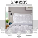 OLIVIA ROCCO Duvet Cover Set Microfibre Quilted White With Pillowcases Easy Care Bedding - Joe’s Haven