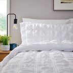 OLIVIA ROCCO Duvet Cover Set Microfibre Quilted White With Pillowcases Easy Care Bedding - Joe’s Haven