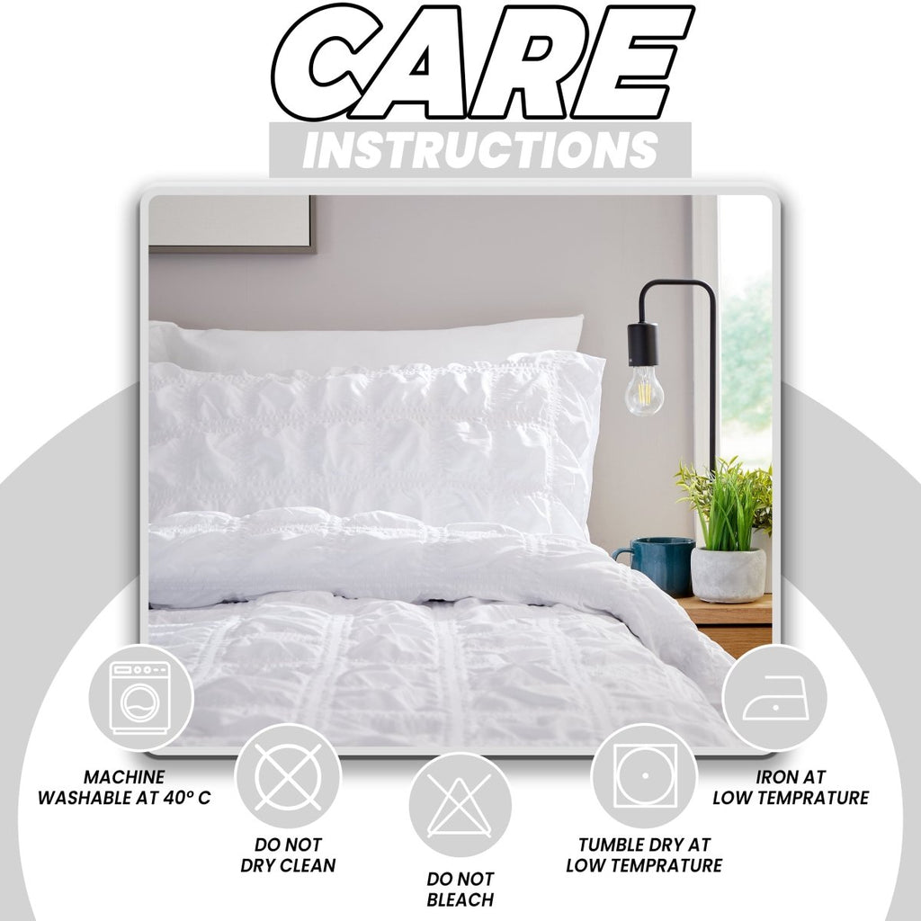 OLIVIA ROCCO Duvet Cover Set Microfibre Quilted White With Pillowcases Easy Care Bedding - Joe’s Haven