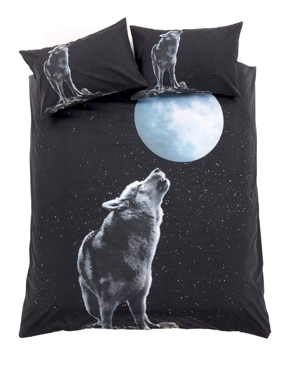 OLIVIA ROCCO Duvet Cover Set Moonlight Wolf 3D Photo Panel Design Cotton Rich OEKO TEX - Joe’s Haven