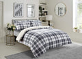 OLIVIA ROCCO Duvet Set Checked Grey Teddy Fleece Reversible Luxurious Plush Faux Fur - Joe’s Haven
