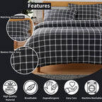 OLIVIA ROCCO Grey Check Reversible Duvet Cover Set Breathable Microfibre Easy Care - Joe’s Haven