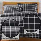 OLIVIA ROCCO Grey Check Reversible Duvet Cover Set Breathable Microfibre Easy Care - Joe’s Haven