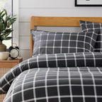 OLIVIA ROCCO Grey Check Reversible Duvet Cover Set Breathable Microfibre Easy Care - Joe’s Haven