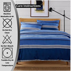 OLIVIA ROCCO Harlow Stripes Blue Duvet Cover Set With Pillowcases Breathable Microfibre for Easy - Care Everyday Luxury - Joe’s Haven