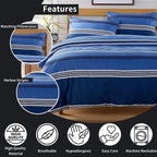 OLIVIA ROCCO Harlow Stripes Blue Duvet Cover Set With Pillowcases Breathable Microfibre for Easy - Care Everyday Luxury - Joe’s Haven