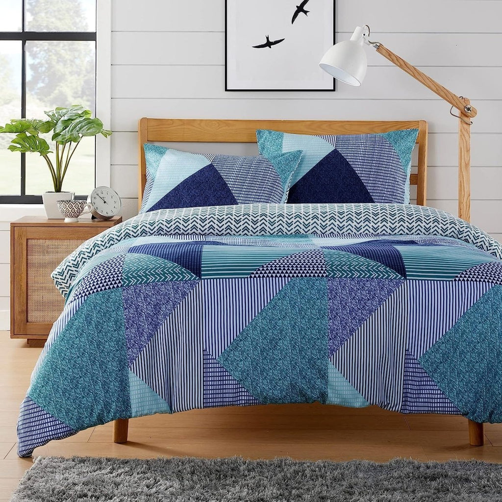 OLIVIA ROCCO Jasper Teal Printed Duvet Cover Set Easy Care With Button Closure for a Hotel - Style Bedroom Refresh - Joe’s Haven