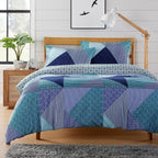 OLIVIA ROCCO Jasper Teal Printed Duvet Cover Set Easy Care With Button Closure for a Hotel - Style Bedroom Refresh - Joe’s Haven