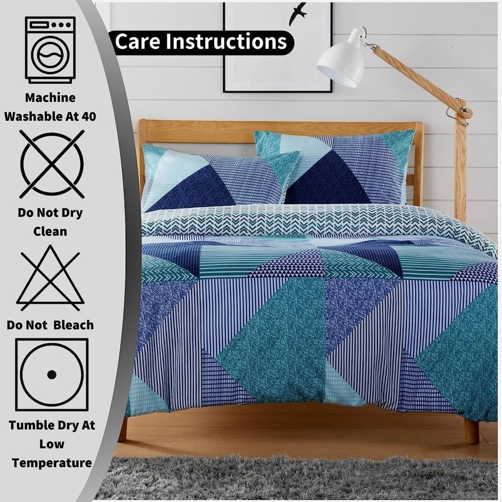 OLIVIA ROCCO Jasper Teal Printed Duvet Cover Set Easy Care With Button Closure for a Hotel - Style Bedroom Refresh - Joe’s Haven