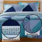 OLIVIA ROCCO Jasper Teal Printed Duvet Cover Set Easy Care With Button Closure for a Hotel - Style Bedroom Refresh - Joe’s Haven