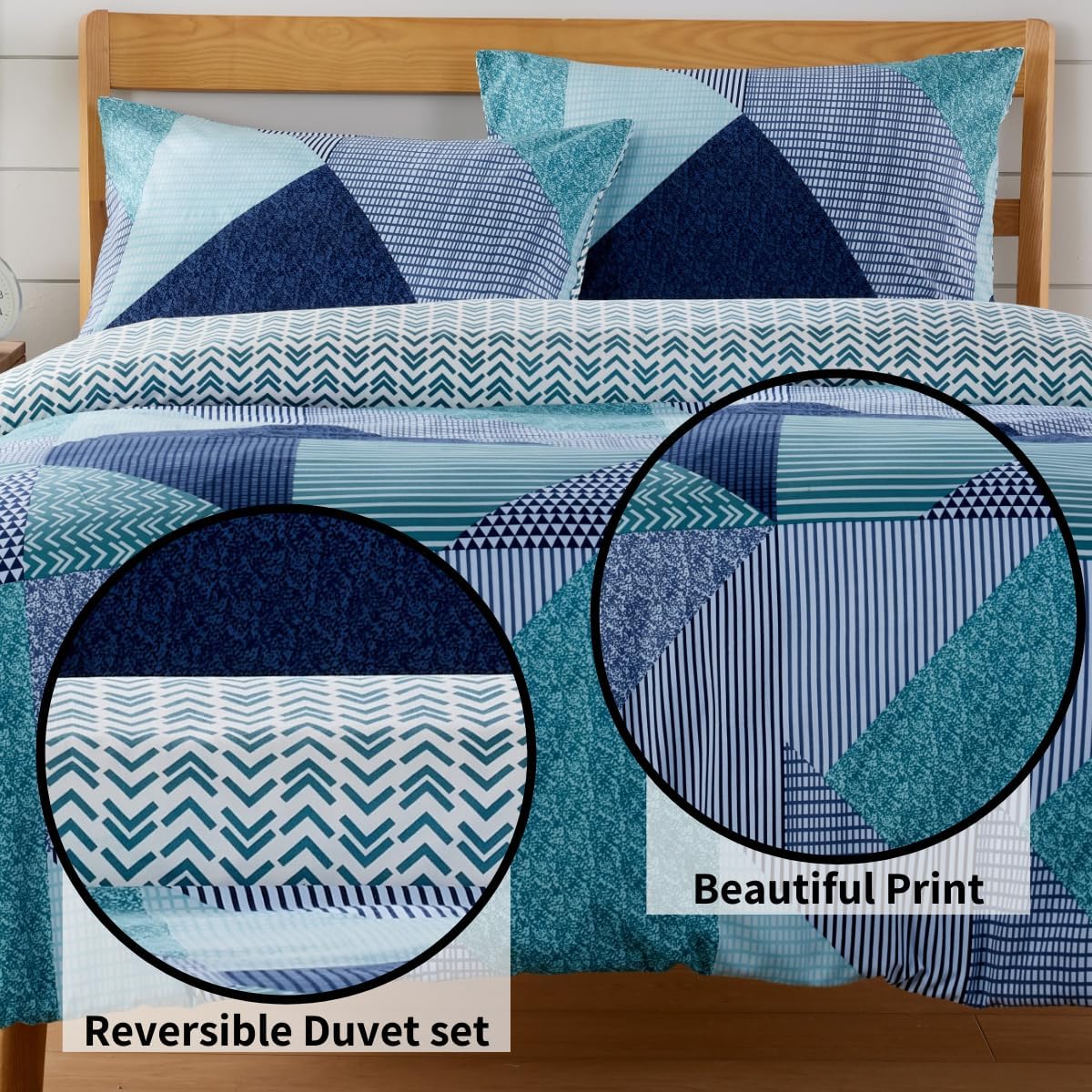 OLIVIA ROCCO Jasper Teal Printed Duvet Cover Set Easy Care With Button Closure for a Hotel - Style Bedroom Refresh - Joe’s Haven