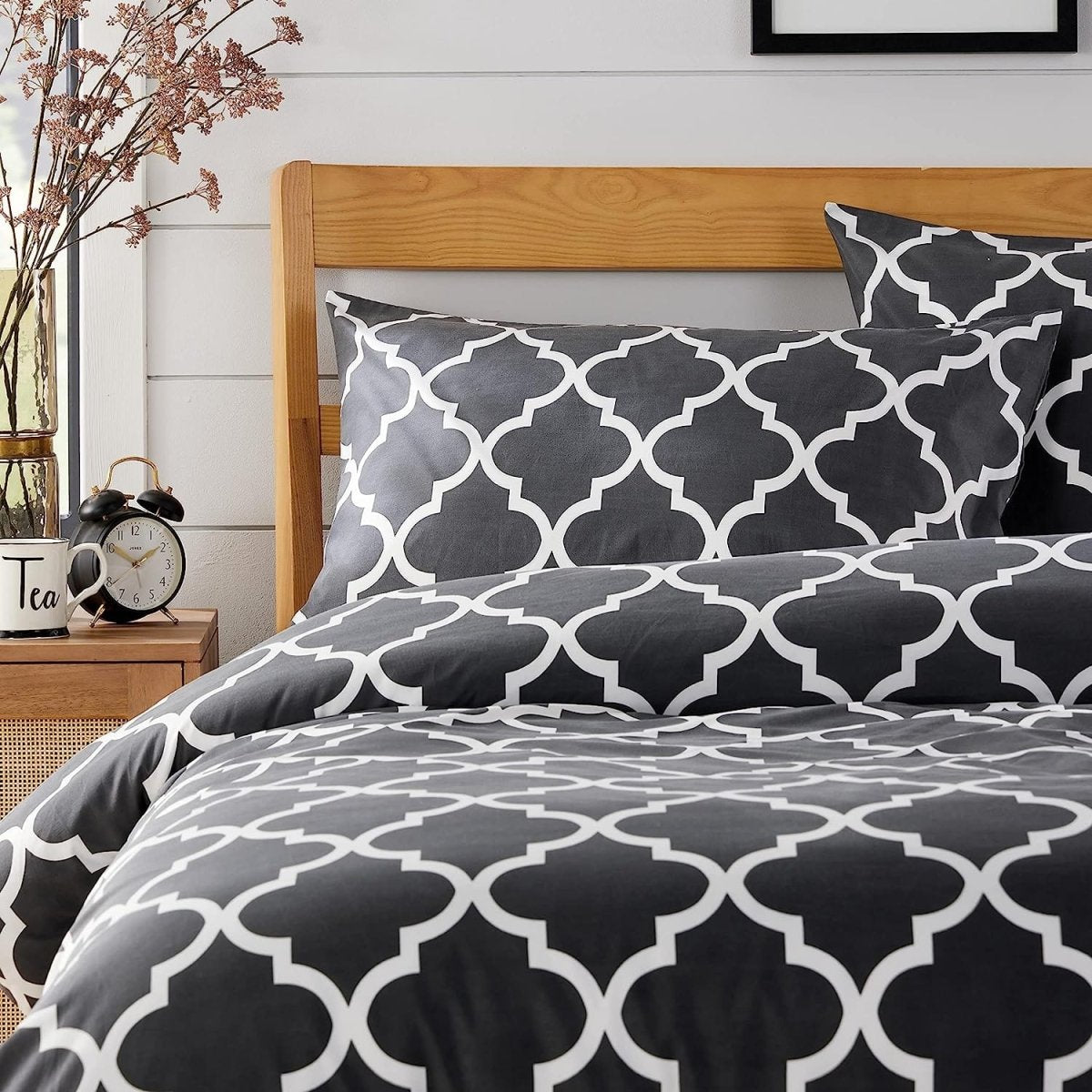 OLIVIA ROCCO Marrakesh Grey Printed Duvet Cover Set Easy Care With Pillowcases Hotel - Quality Super Soft Finish - Joe’s Haven