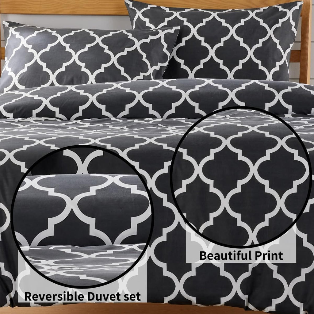 OLIVIA ROCCO Marrakesh Grey Printed Duvet Cover Set Easy Care With Pillowcases Hotel - Quality Super Soft Finish - Joe’s Haven