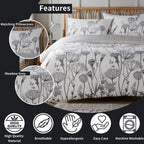 OLIVIA ROCCO Meadow Grey Reversible Duvet Cover Set With Pillowcases Breathable Microfibre for Everyday Luxury Hotel - Style - Joe’s Haven
