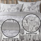 OLIVIA ROCCO Meadow Grey Reversible Duvet Cover Set With Pillowcases Breathable Microfibre for Everyday Luxury Hotel - Style - Joe’s Haven