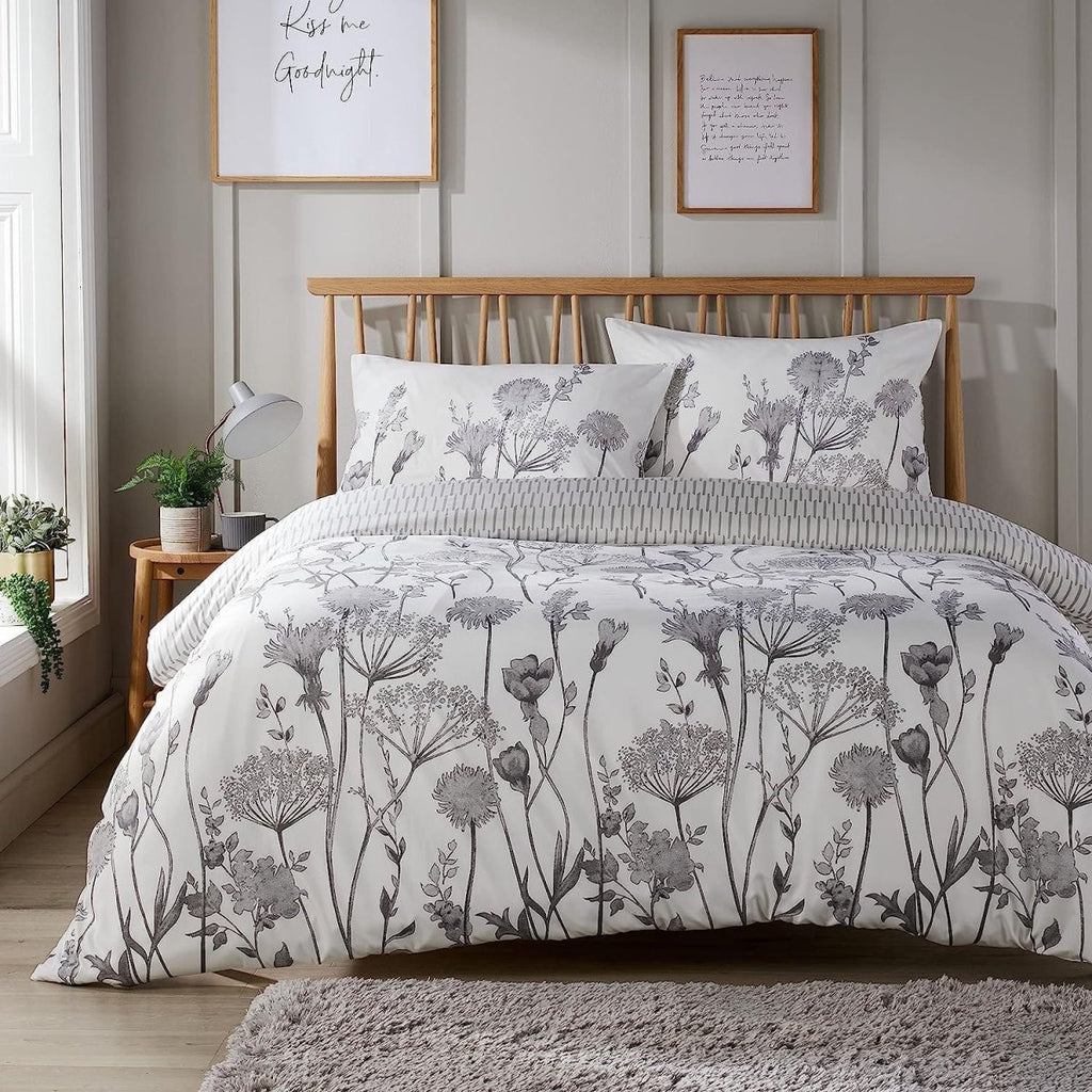 OLIVIA ROCCO Meadow Grey Reversible Duvet Cover Set With Pillowcases Breathable Microfibre for Everyday Luxury Hotel - Style - Joe’s Haven