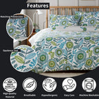 OLIVIA ROCCO Opulence Teal Printed Reversible Duvet Cover Set With Button Closure Single - Joe’s Haven