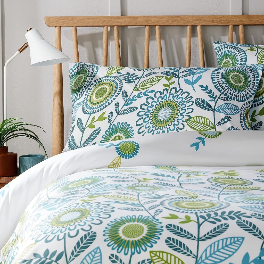 OLIVIA ROCCO Opulence Teal Printed Reversible Duvet Cover Set With Button Closure Single - Joe’s Haven