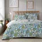 OLIVIA ROCCO Opulence Teal Printed Reversible Duvet Cover Set With Button Closure Single - Joe’s Haven