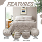 OLIVIA ROCCO Pintuck Natural Microfibre Duvet Cover Set With Pillowcases Easy Care - Joe’s Haven