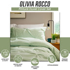 OLIVIA ROCCO Pintuck Sage Green Microfibre Duvet Cover Set With Pillowcases Easy Care - Joe’s Haven