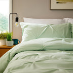 OLIVIA ROCCO Pintuck Sage Green Microfibre Duvet Cover Set With Pillowcases Easy Care - Joe’s Haven