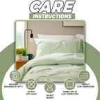 OLIVIA ROCCO Pintuck Sage Green Microfibre Duvet Cover Set With Pillowcases Easy Care - Joe’s Haven
