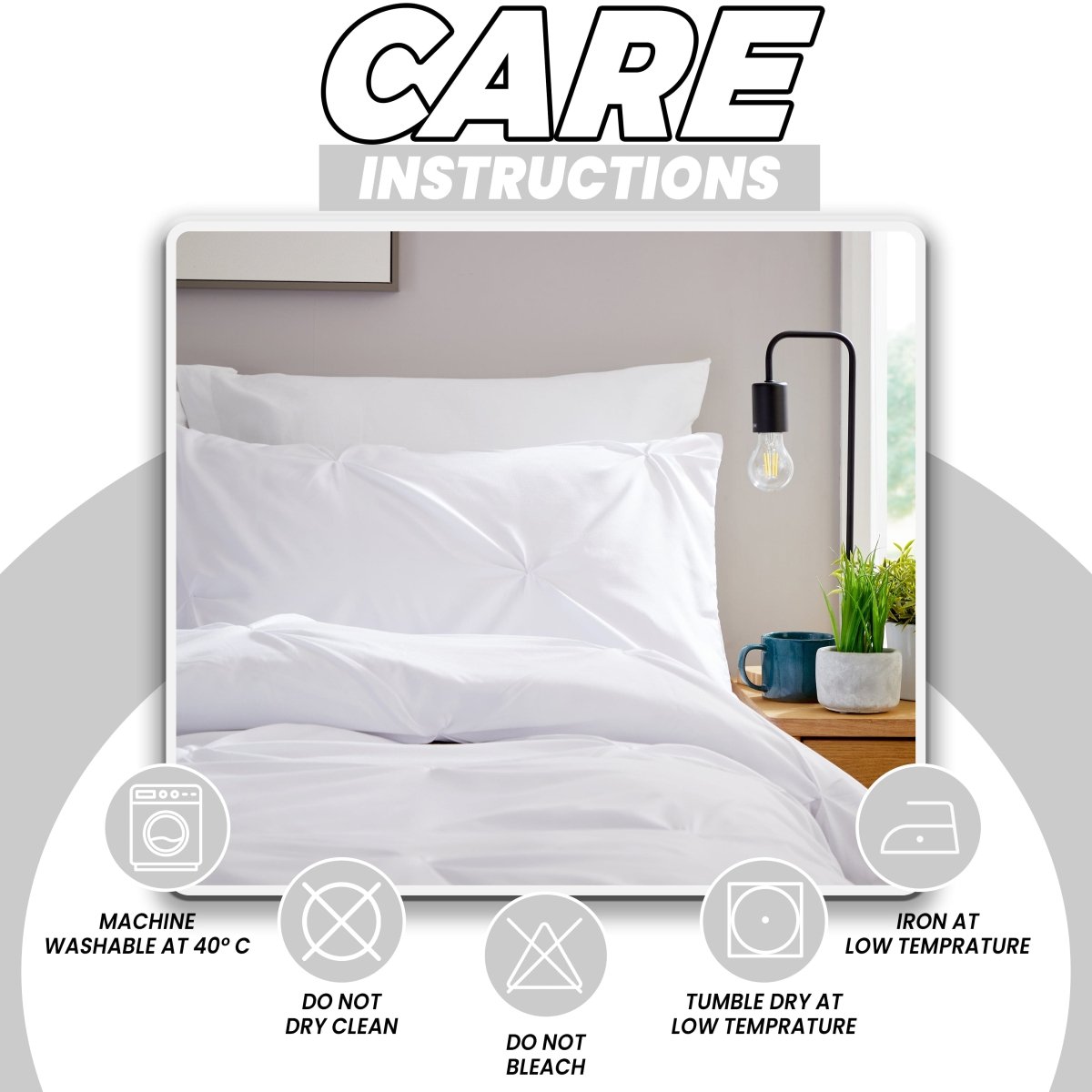 OLIVIA ROCCO Pintuck White Microfibre Duvet Cover Set With Pillowcases Reversible - Joe’s Haven