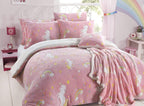 OLIVIA ROCCO Rainbow Unicorn Glow In The Dark Teddy Fleece Duvet Set For Kids Super Soft - Joe’s Haven