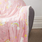 OLIVIA ROCCO Rainbow Unicorn Glow In The Dark Teddy Fleece Duvet Set For Kids Super Soft - Joe’s Haven