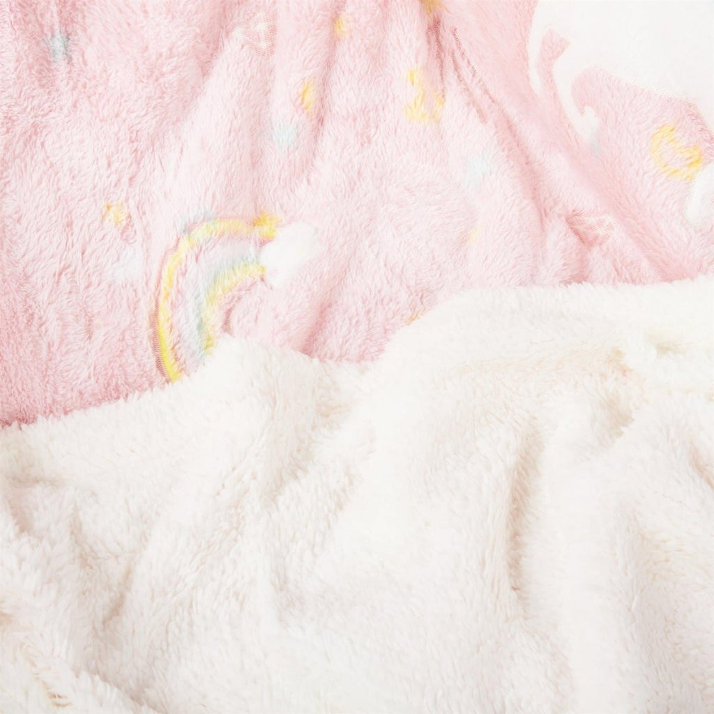 OLIVIA ROCCO Rainbow Unicorn Glow In The Dark Teddy Fleece Duvet Set For Kids Super Soft - Joe’s Haven